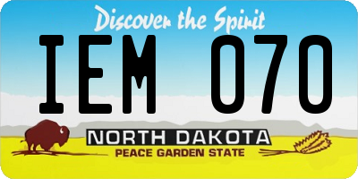 ND license plate IEM070