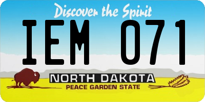 ND license plate IEM071