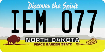 ND license plate IEM077