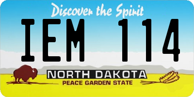 ND license plate IEM114