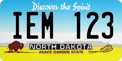 ND license plate IEM123