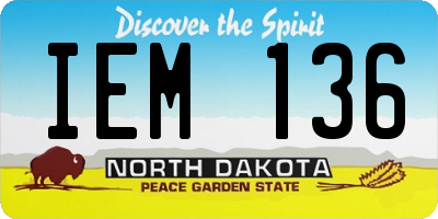 ND license plate IEM136