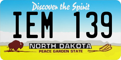 ND license plate IEM139