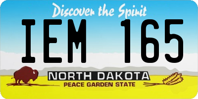ND license plate IEM165
