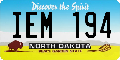 ND license plate IEM194