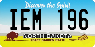 ND license plate IEM196