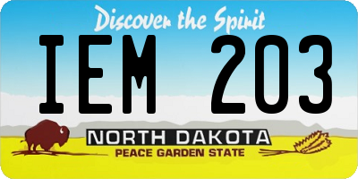 ND license plate IEM203