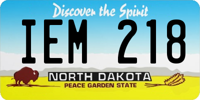 ND license plate IEM218