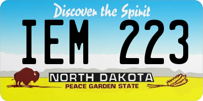 ND license plate IEM223