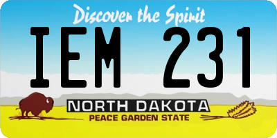 ND license plate IEM231