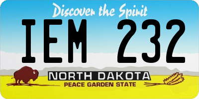 ND license plate IEM232