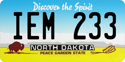 ND license plate IEM233