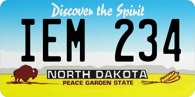 ND license plate IEM234