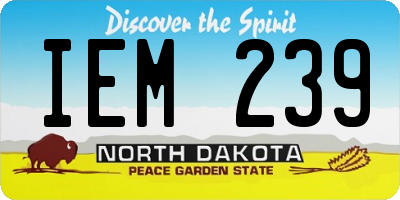 ND license plate IEM239