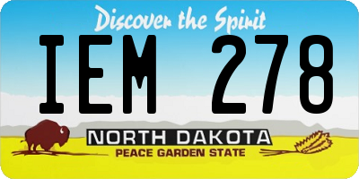 ND license plate IEM278