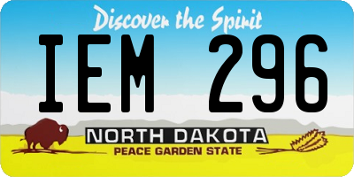 ND license plate IEM296