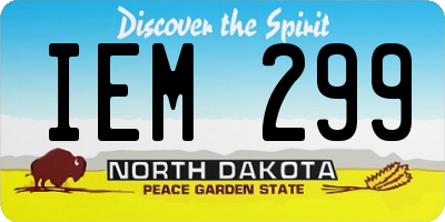 ND license plate IEM299