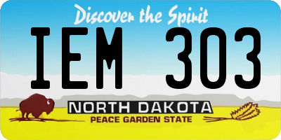 ND license plate IEM303