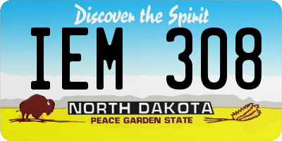 ND license plate IEM308