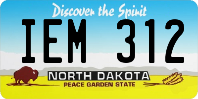 ND license plate IEM312