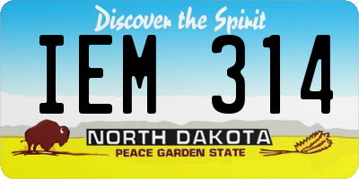 ND license plate IEM314