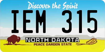 ND license plate IEM315