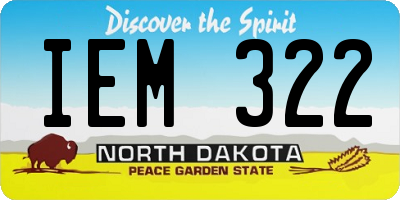ND license plate IEM322