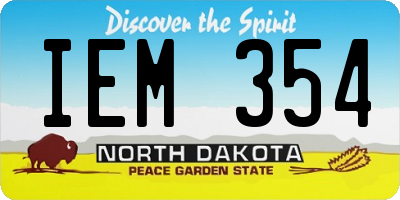 ND license plate IEM354