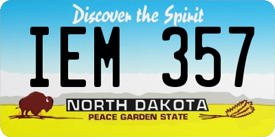 ND license plate IEM357