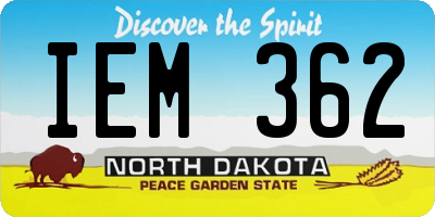 ND license plate IEM362