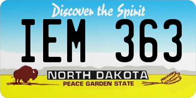 ND license plate IEM363