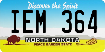 ND license plate IEM364