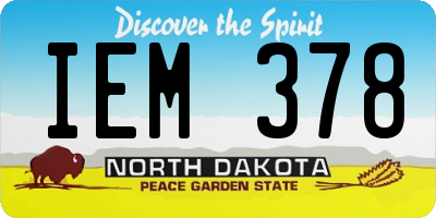 ND license plate IEM378
