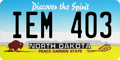 ND license plate IEM403