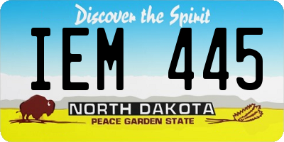 ND license plate IEM445