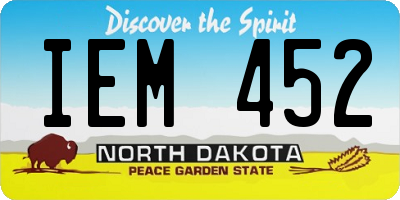 ND license plate IEM452