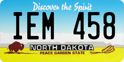 ND license plate IEM458