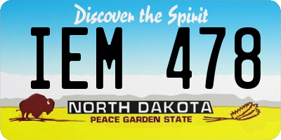 ND license plate IEM478