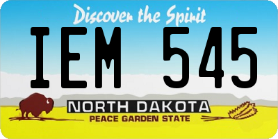 ND license plate IEM545