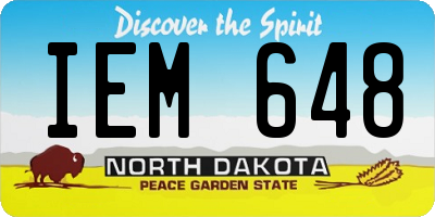 ND license plate IEM648