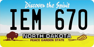 ND license plate IEM670