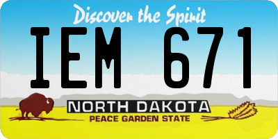 ND license plate IEM671