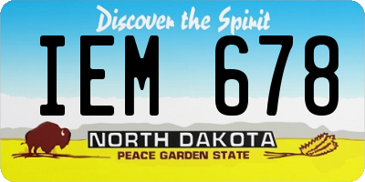 ND license plate IEM678