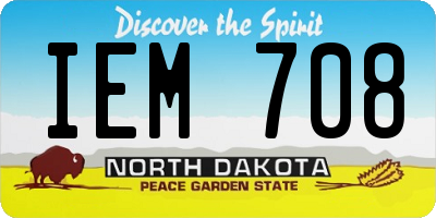ND license plate IEM708