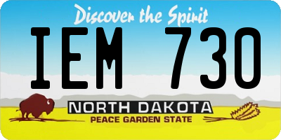 ND license plate IEM730