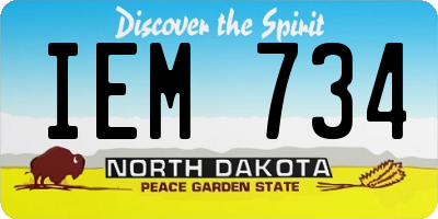 ND license plate IEM734
