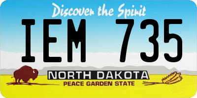 ND license plate IEM735