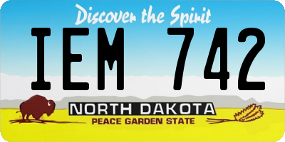ND license plate IEM742
