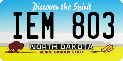 ND license plate IEM803