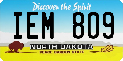 ND license plate IEM809